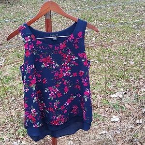 Floral hi low sleeveless tank